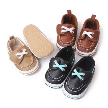 Проходилки за бебета Момичета и момчета, Ежедневни обувки от кожа с неподвижни меки подметки за бебета