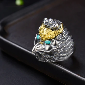 Пръстен Rt сребрист цвят Seiko, пръстен Dapeng, пръстен с птица със златни крила, мъжки и дамски пръстени с регулируема катарама