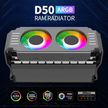 Радиатора на чипа на ram за Охлаждане на DDR4 DDR5 4Pin PWM/5V 3Pin ARGB Радиатор за охлаждане на паметта на КОМПЮТЪР 1000-4500 + об/мин с два 120-мм вентилатор