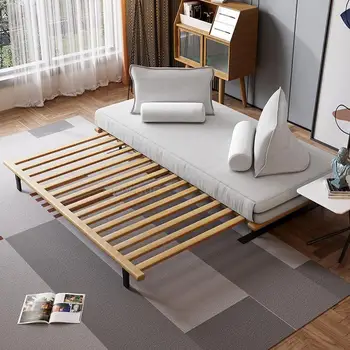 Разтегателен диван Сгъване от масив европейския дърво, богат на функции за сядане и за спане, спестяващ място, Модерни дивани за всекидневна, Мебели за легла