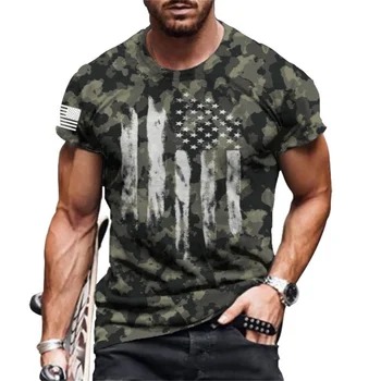 Реколта лятна тениска с принтом хартата на САЩ за мъже, Модни свободна спортна тениска с къс ръкав, дишаща топ 6xl