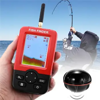 Ръчно сонар, Преносим безжичен сензор за сонар Сонар, Локатор дълбочина, Риболовни принадлежности, LCD дисплей