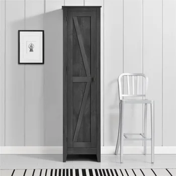 Системен шкаф за съхранение на Ameriwood Farmington ширина 18 см, сив в селски стил
