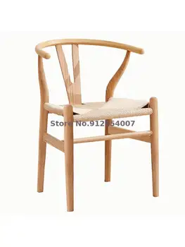 Скандинавски y-образна маса за хранене, стол от масивна дървесина, обикновен новият китайски маса за хранене, стол с облегалка от масивна дървесина, удобен и