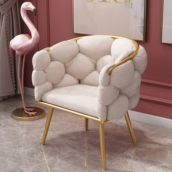 Скандинавски домашен стол за грим, розово кадифе, модерен дизайнерски мебели, стол за почивка в хола, Луксозен скрин за спалня, тапицирани столове