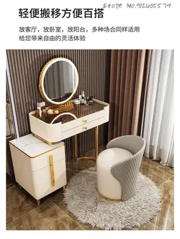 Скандинавски тоалетка с облегалка стол в домашната спалня модерен минималистичен лесен луксозен стол за грим от червена кожа за малък апартамент