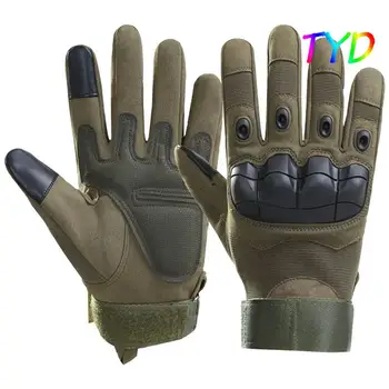 Тактически ръкавици, Мъжки Военна екипировка, гумени ръкавици, с твърди ставите на пръстите, Ръкавици за военна стрелба, Еърсофт оръжия, Ръкавици със сензорен екран от изкуствена кожа