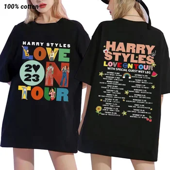 Тениска Love Concert on 2023, Естетична тениска Harajuku, Мъжки И Дамски Летни памучни тениски с къс ръкав, Градинска облекло в стил Хоп