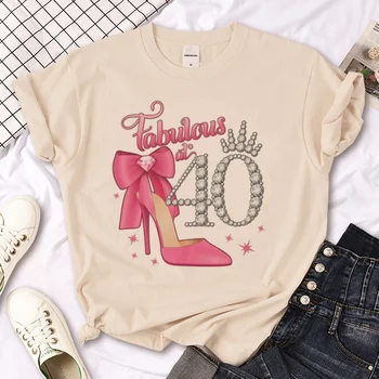 Тениска за рождения ден на 40 години, жена градинска облекло, тениски с изображение на аниме за момичета