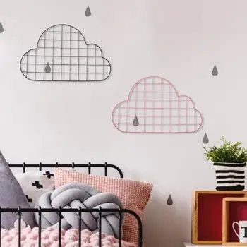 Фотообои под формата на облак мрежа в скандинавски стил, стенни рафтове във формата на облак, разположението на стаите са в формата на сърце момичета, Елегантна, красива рамка за дисплея