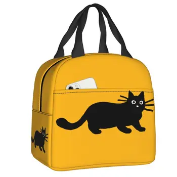 Чанта за обяд с Анимационни Черна котка, Женска Множество чанта-хладилник, Термоизолированный Обяд-бокс за училище, Многофункционална кутия за Bento