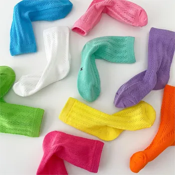 Чорапи за момичета, обикновена тънки памучни чорапи в рибарска мрежа, детски летни чорапи за малки момчета, къси chaussettes enfant