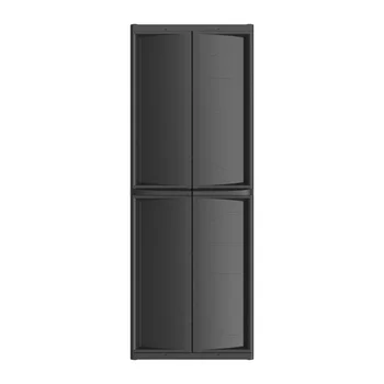 Шкаф за гараж за съхранение с 4 рафтове, черен на цвят, модел HT-4SHFF-CABT